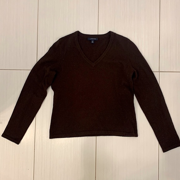 Lands' End Sweaters - Lands’ End Cashmere Chocolate Brown Long-Sleeved V-neck Sweater
